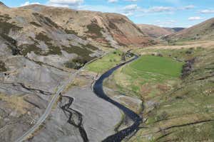 Cwmystwyth mines and the river Ystwyth in Wales, UK