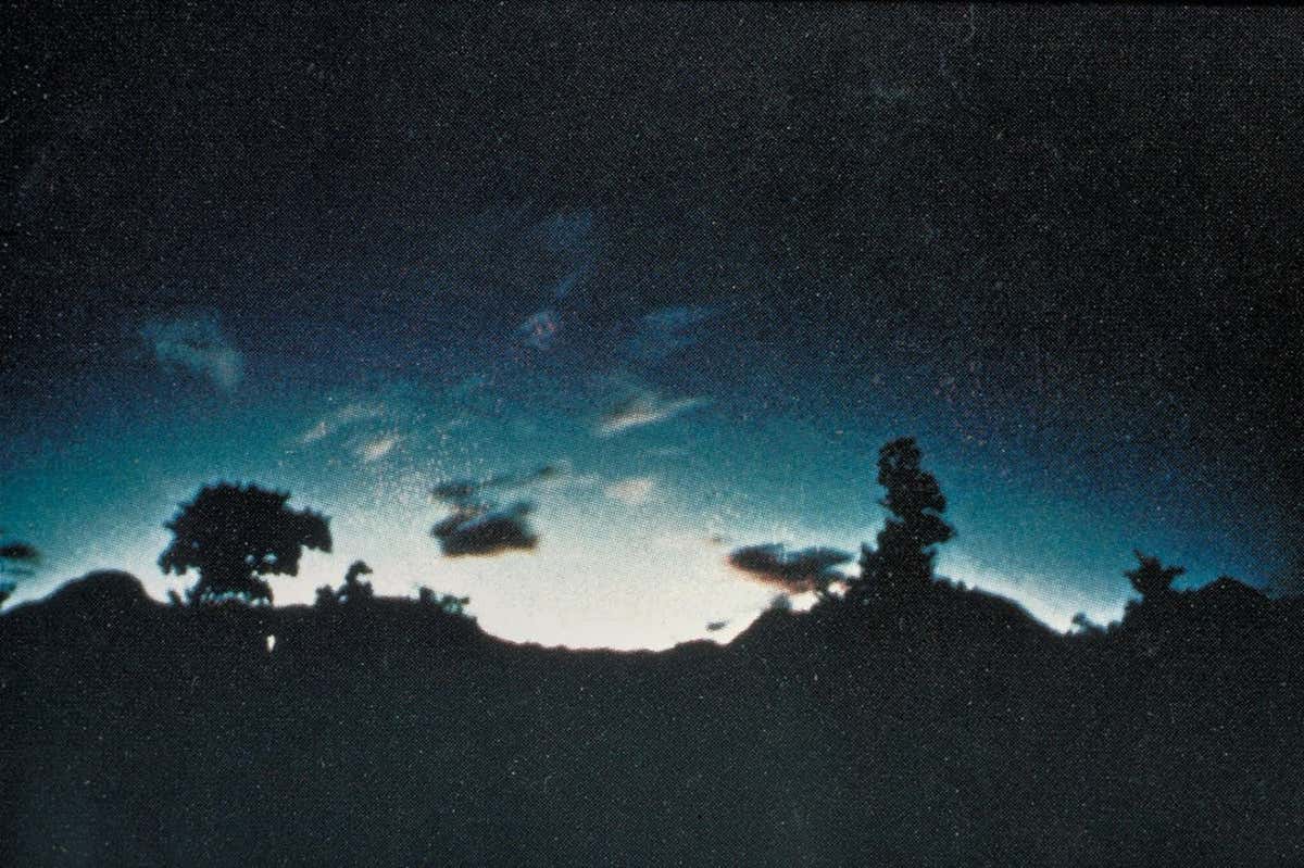 Earthquake lights taken over Mt. Kimyo, Japan in 1968.